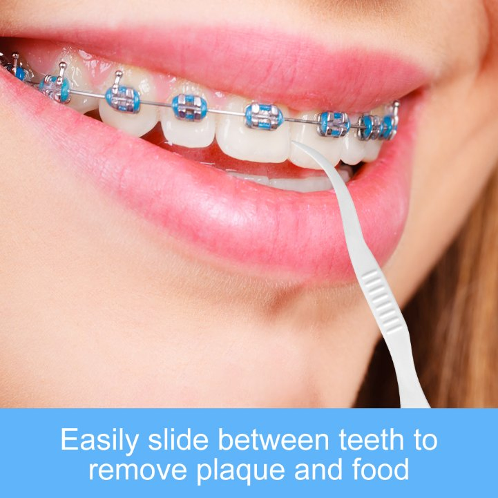 Curved Handle Dental Floss Picks - Ergonomic Design for Hard-to-Reach Teeth Cleaning