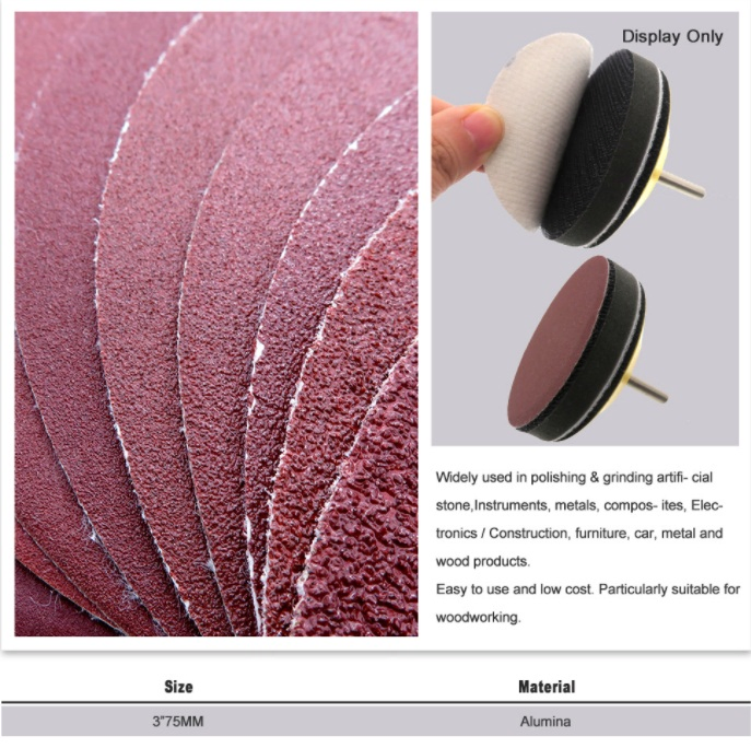 3inch Aluminum Oxide Round Abrasive Tools Sandpaper for Grinder