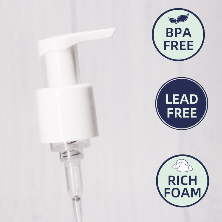 PP Plastic 40mm 42mm 43mm White Color Foam Pump Soap Dispenser for Plastic Bottle