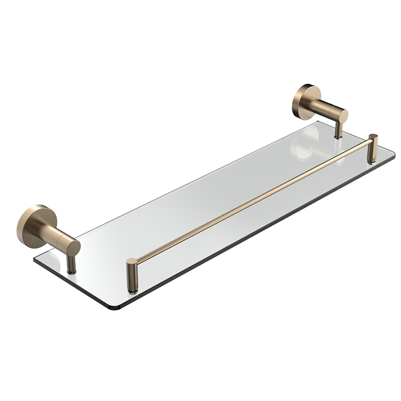 Стеклянная полка для душа с держателями из нержавеющей стали, шампань