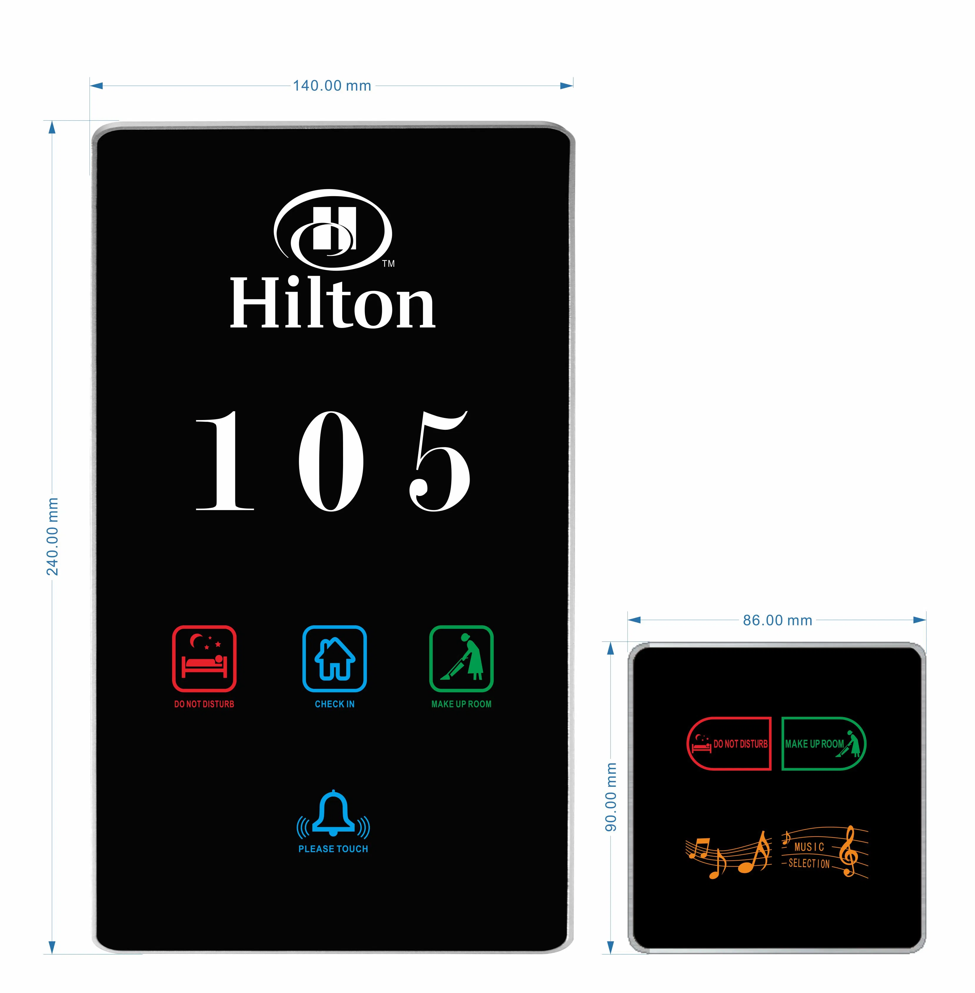 Custom Hotel Sign LED Light Room Number Doorplate with Dnd Clean Electronic Switch Hotel Doorbell