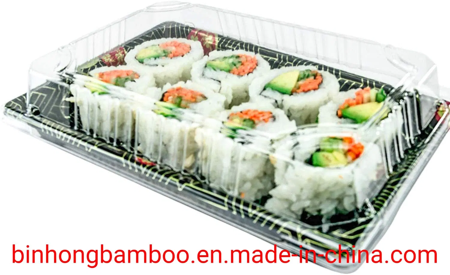 Disposable Custom Logo Plastic Sushi Box with Lid