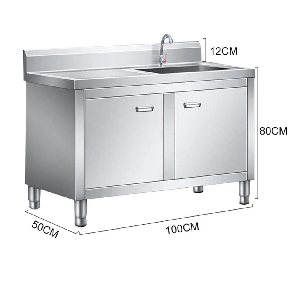 Stainless Steel Sink Cabinet Worktable for Commercial Restaurant Kitchen