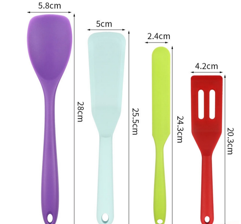 Silicone 4-Piece Frying Spatula Pancake Spatula Salad Spatula Spatula Scraper Color Set