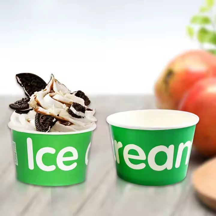 Customized Disposable Paper Bowl with Lid PE Lamination Paper Ice Cream Cup