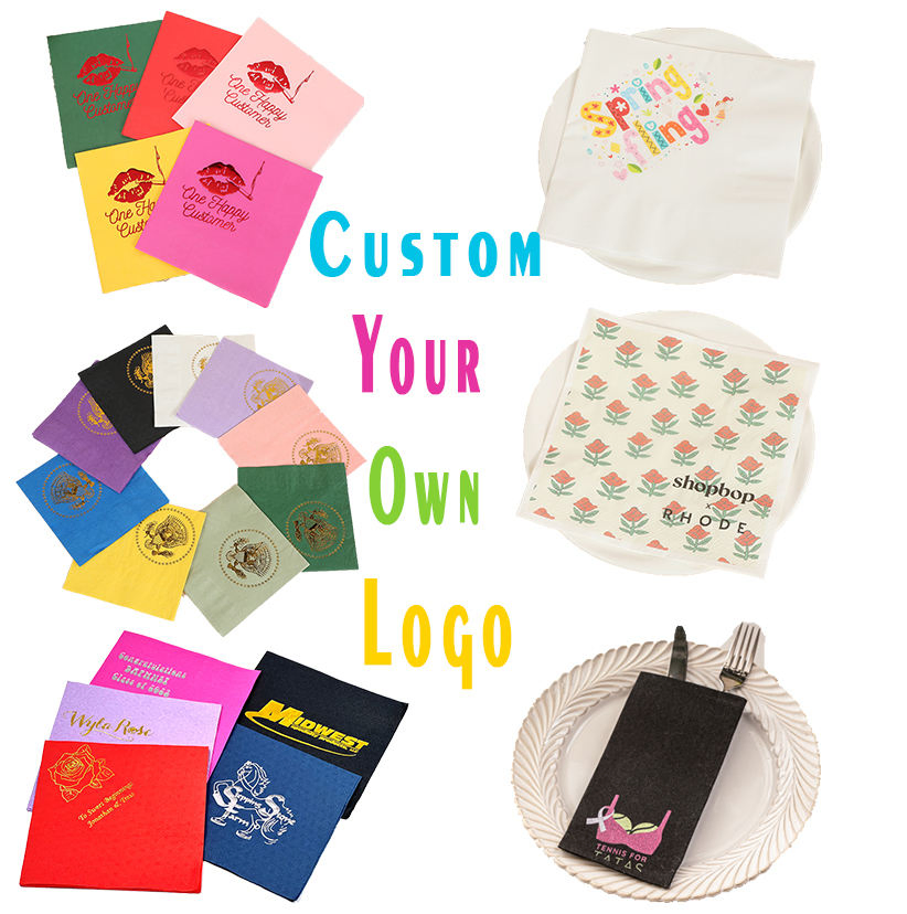 Custom Printed Wedding Beverage Napkins 3-Ply Quality Fast Delivery for Events