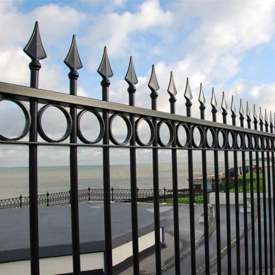 Hsj Wholesale High Quality Residential Galvanized Steel Picket Fence Panels Temporary Home Garden Backyard Fencing Wrought Iron Fence