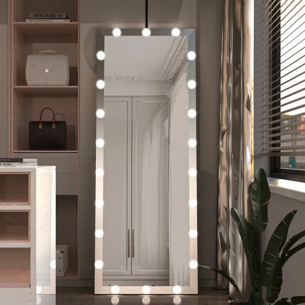 Full Length Mirror with Lights Full Body Vanity Mirror with 3 Color Modes Lighted Standing Floor Mirror