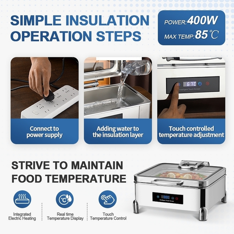 Quick-Heating Shell Foot Hydraulic Square Electric Food Warmer Buffet Cart Stove