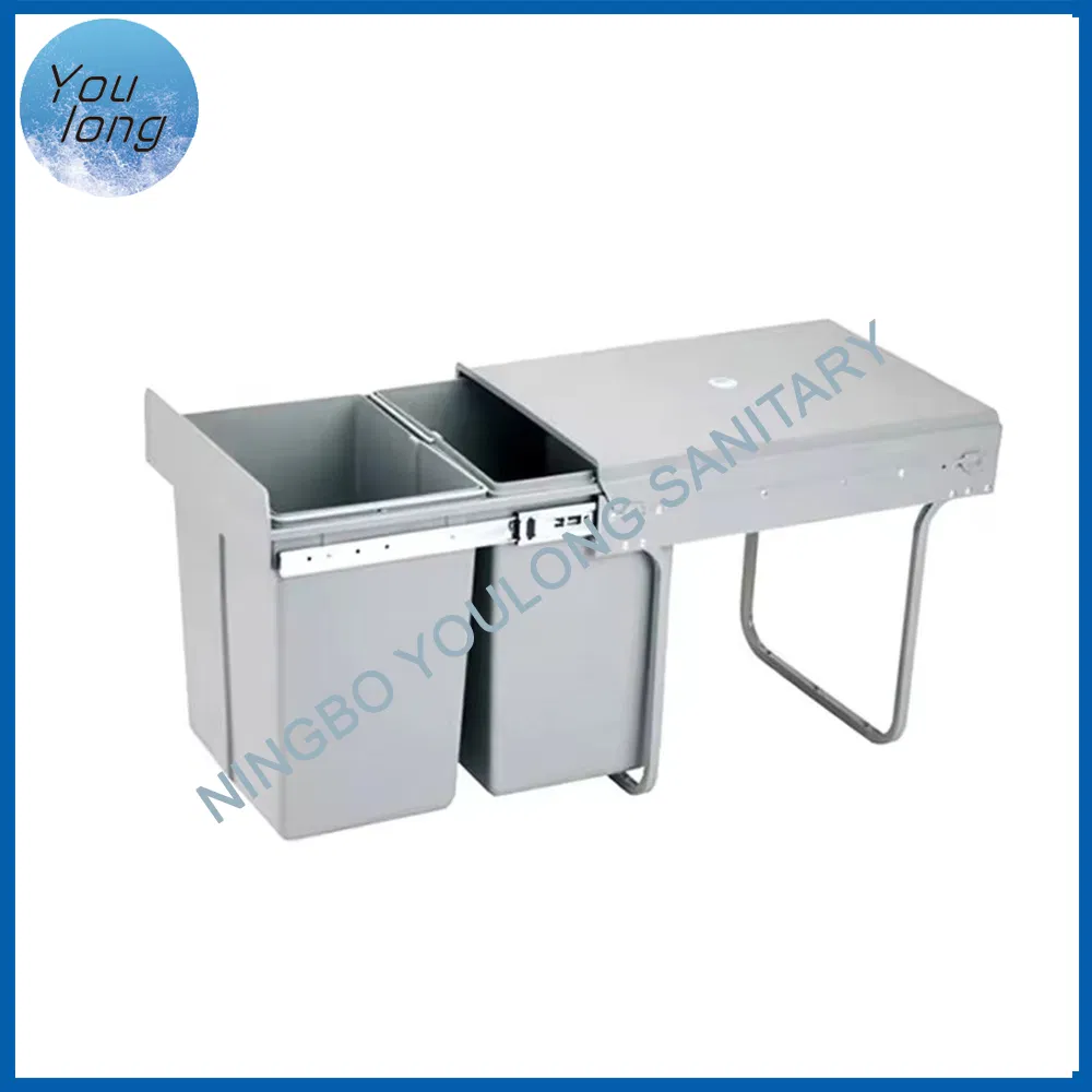 Выдвижной пластиковый мусорный бак для кухни 40л