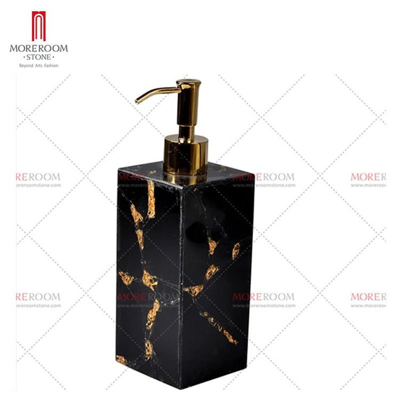 Black Gemstone with Gold Foil Bathroom Sets Lotion Pump Bottles
