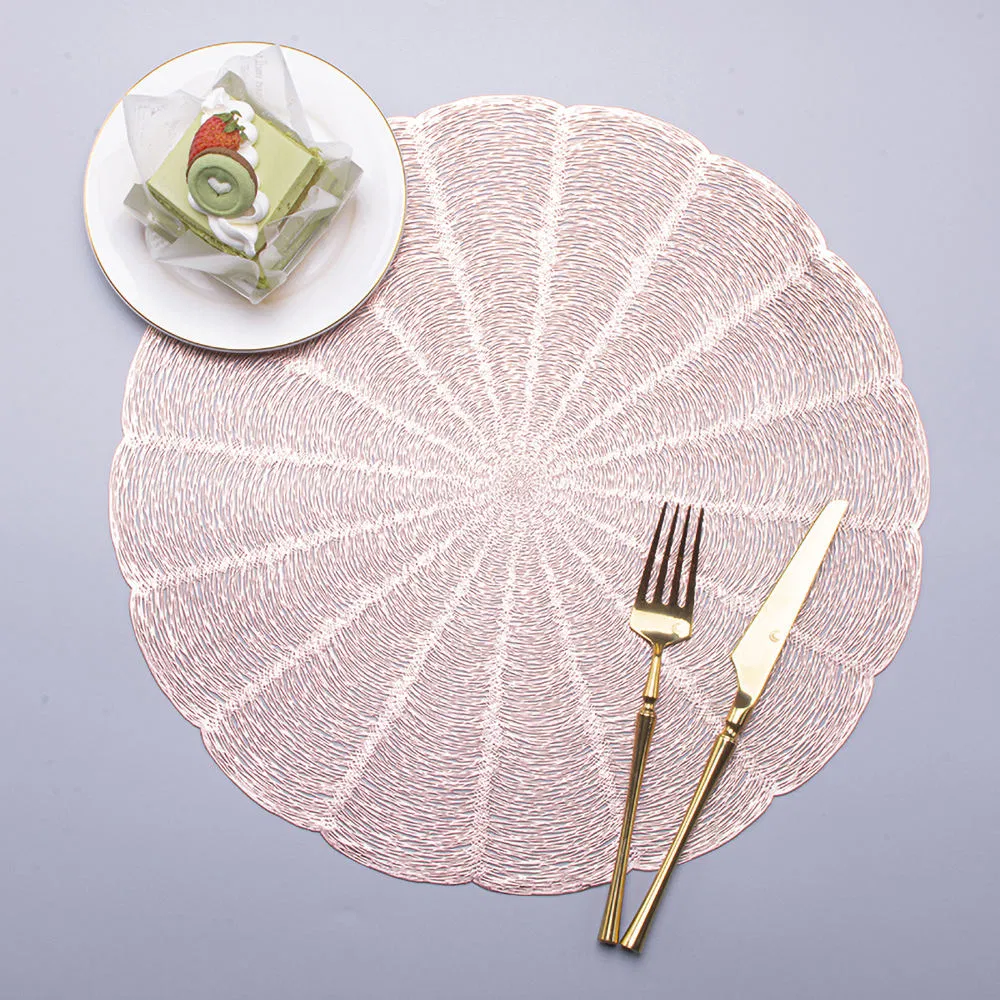 Manufacture PVC Hollow Placemat Gold High Quality Heat Resistant Place Mat Plain Table Mats Sets Household
