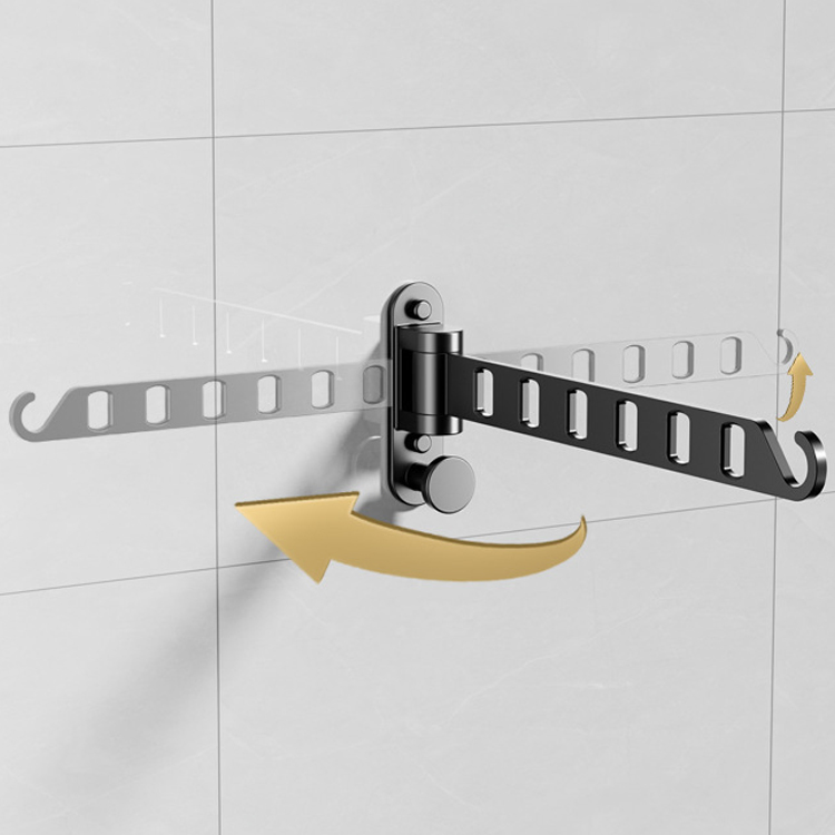 Sanipro 180 Degree Rotation Saving Space Wall Mounted Storage Hanger Folding Clothes Hanging Rod Bathroom Balcony Drying Rack
