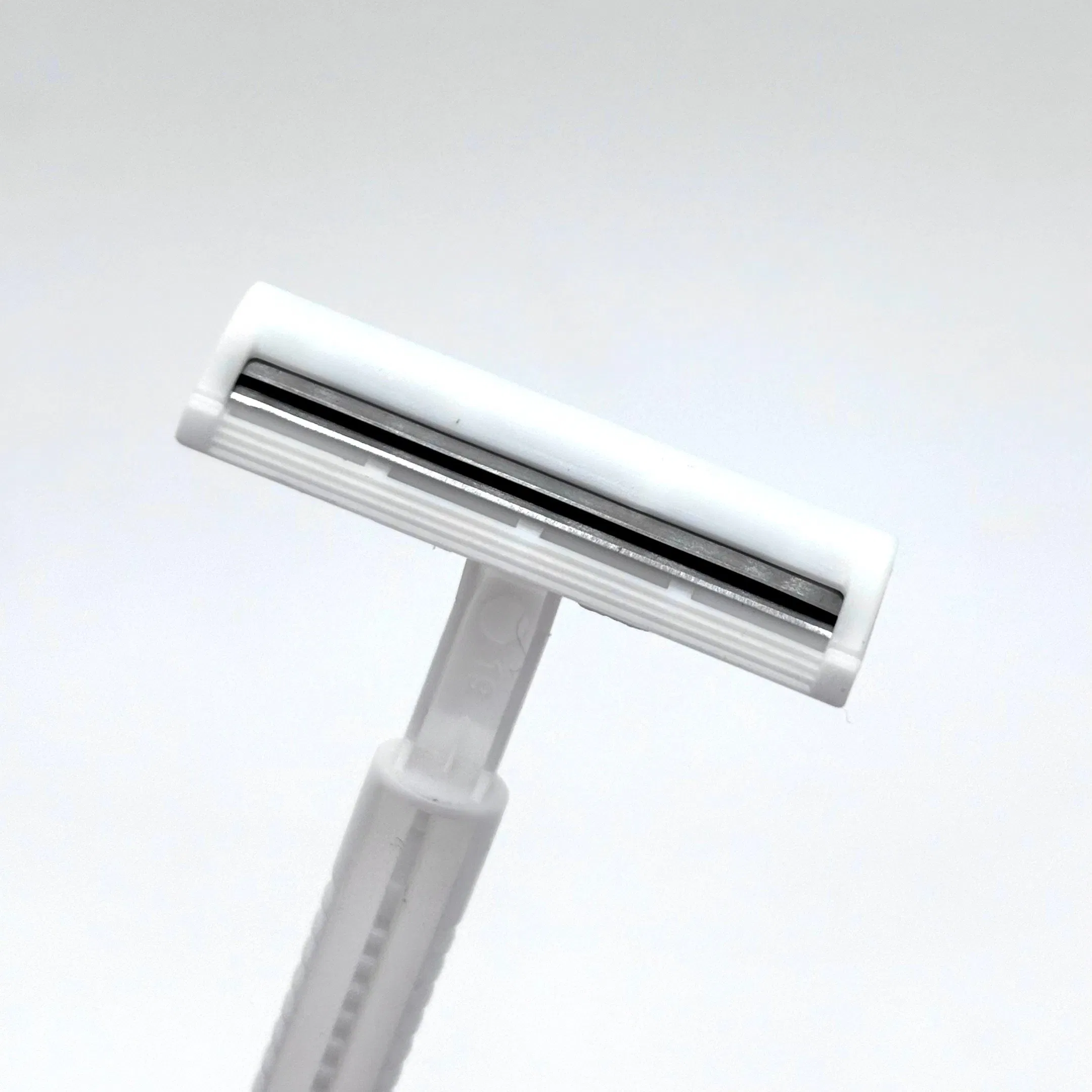 White Razor with 2-Layer Stainless Steel Blades, Non-Slip Grip 06