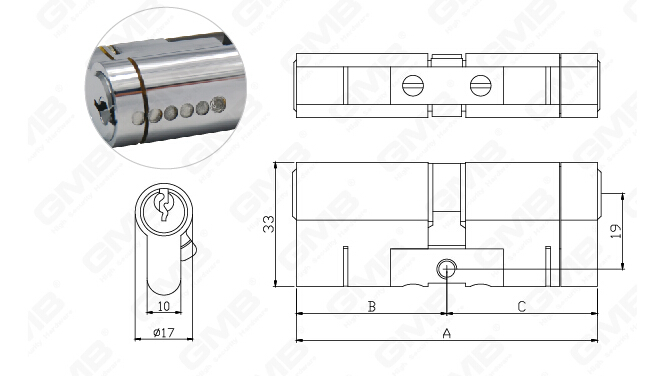 En1303 High Security Profile Brass Door Lock Cylinder (GMB-CY-34)