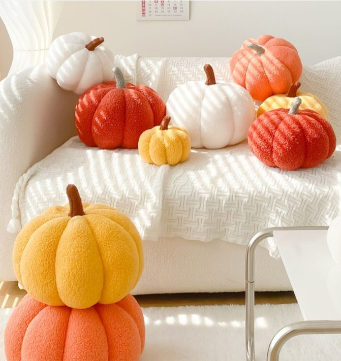 Pumpkin Decorating Throw Pillow Living Room Sofa Super Soft Cushion