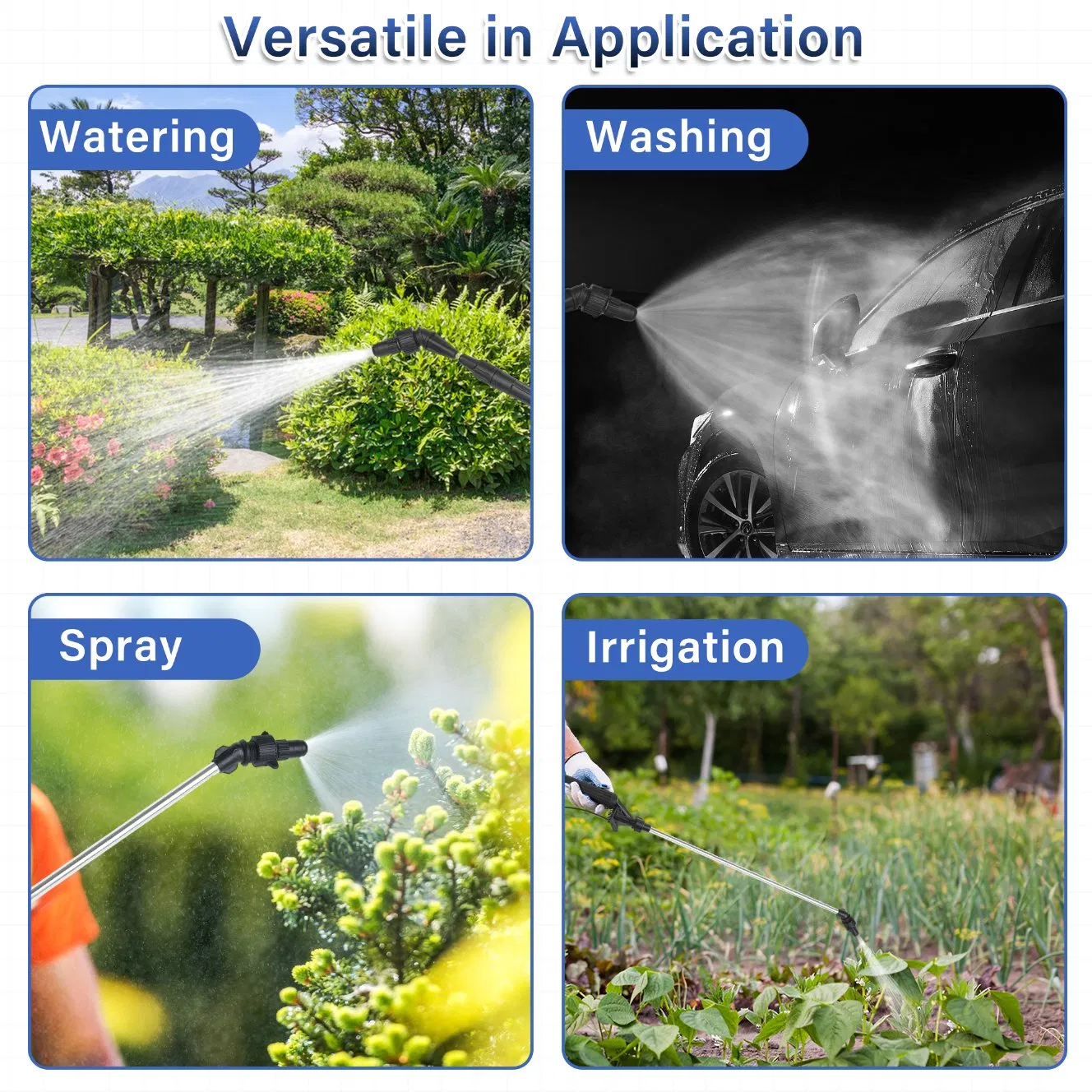 Garden Car Wash with Adjustable Water Pressure Nozzle with Telescopic Rod