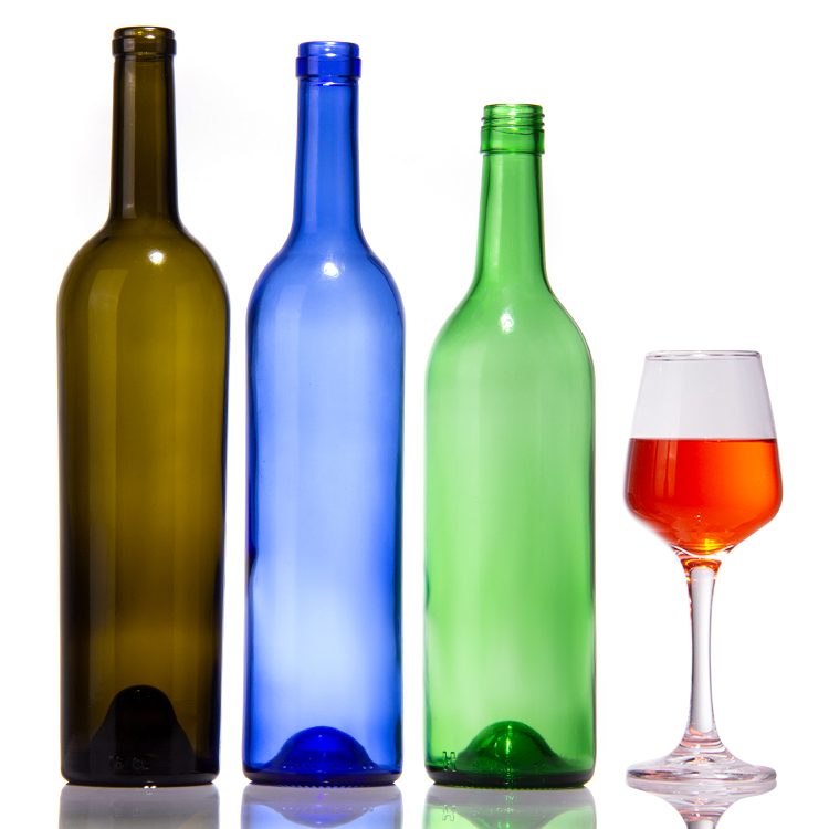 Empty Brown Clear 500ml 750ml Bordeaux Bottles Wine Bottle with Cork