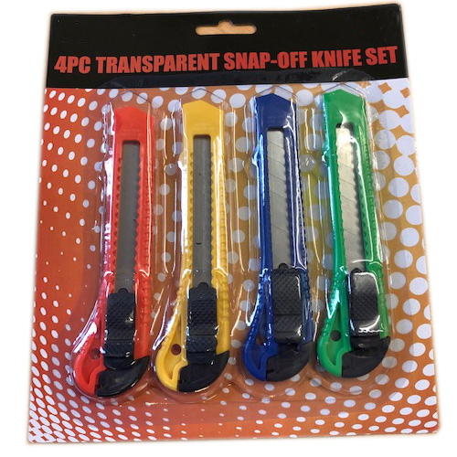 4PC Stationary Transparent Snap-off Knife Set
