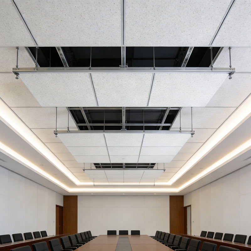 Concealed Edge Fireproof Heat Insulation Mineral Wool Ceilings for Office Conference Rooms