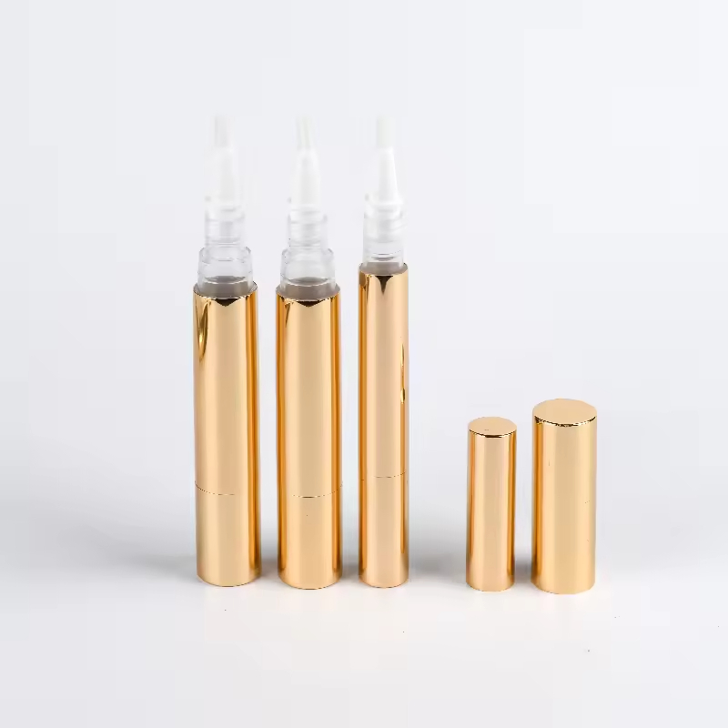 Hot Sale 1ml 2ml 3ml 4ml 5ml Golden Cosmetic Empty Nail Oil Glossy Pen with Brush