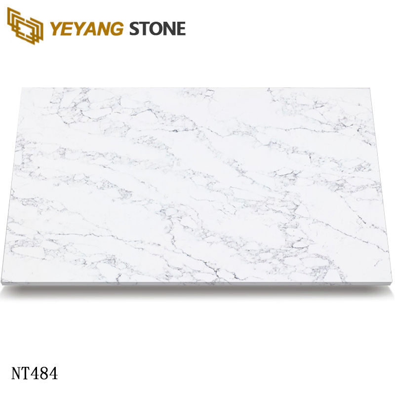 Organic Brown Veins Clacatta Quartz Slab for Vintage Interior