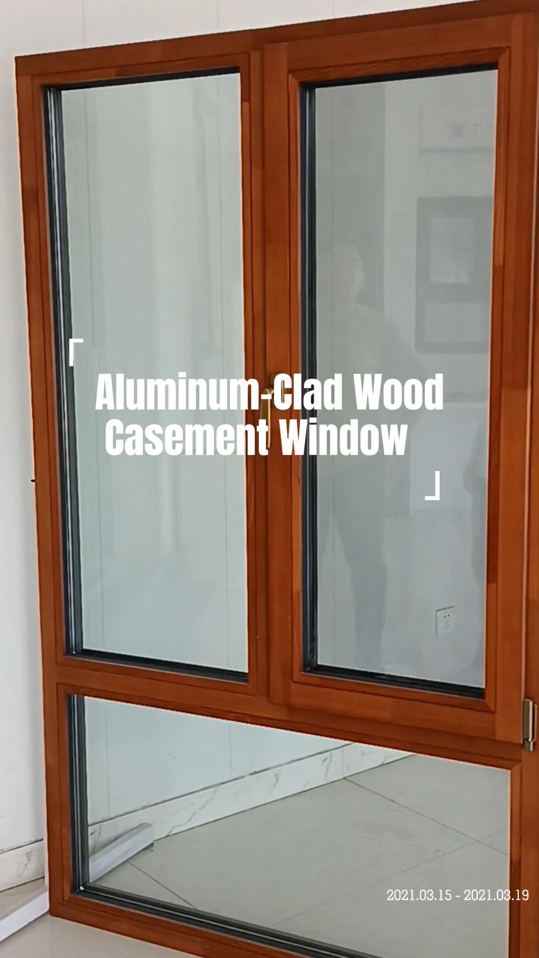 Thermally Broken Aluminum Wood Casement Glass Window for Hotel Home Bedroom Livingroom