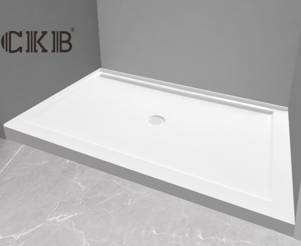 1524*914*102mm Rectangle Smooth Surface Shower Pan Bathroom Center Drain Acrylic Shower Tray