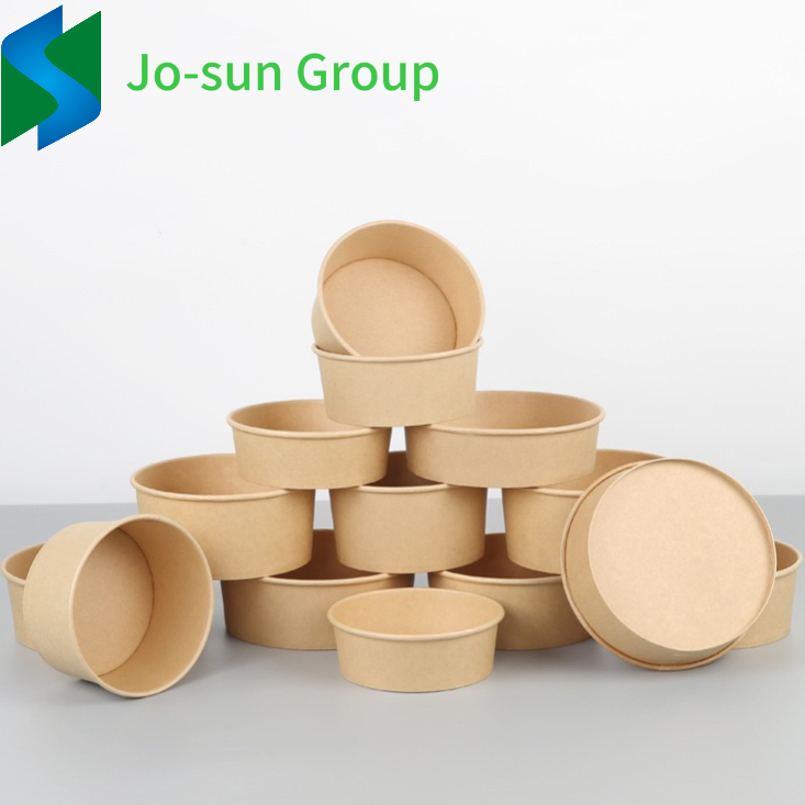 Biodegradable Disposable Customized Printed Fast Food Kraft Paper Salad Bowl with Lid