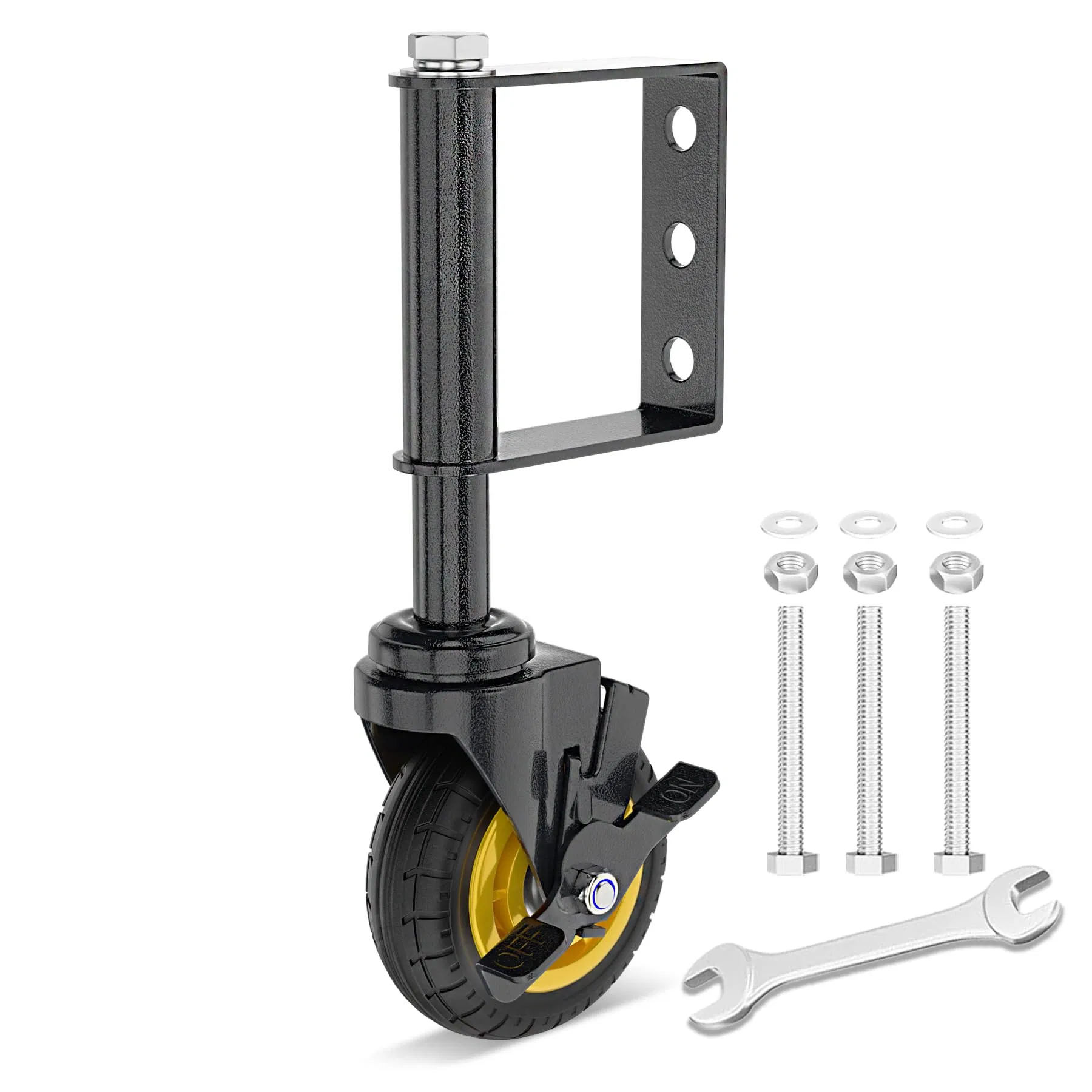 Door Caster with Brake for Wood Gates 4 Inch Wheel