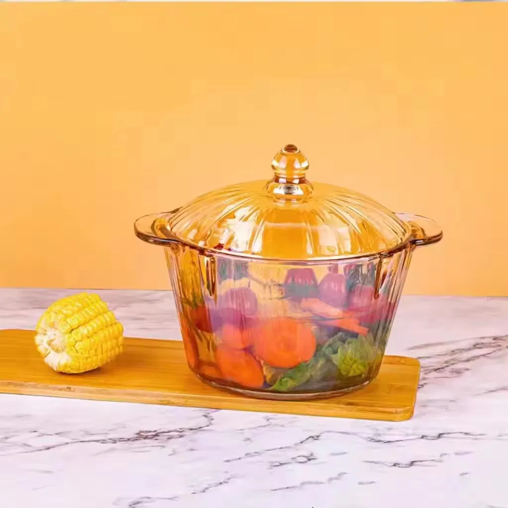 Premium 2200ml Amber Borosilicate Glass Stew Casserole for Kitchen