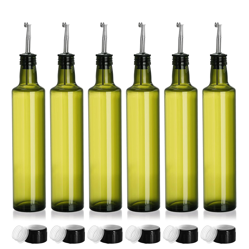 Tall Round 250ml 500ml 750ml 1000ml Dark Green Glass Olive Oil Bottle with Insert Cap