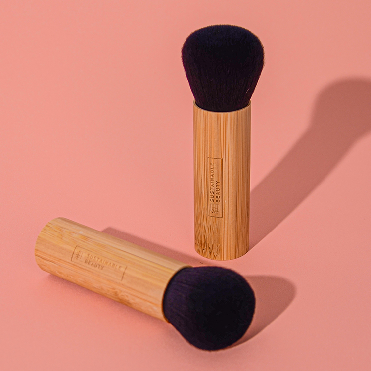 Multifunctional Bamboo Single Vegan Cruelty Free Fox Real Natural Fur Purple Docolor Face Make up Makeup Brush Set Goat Hair