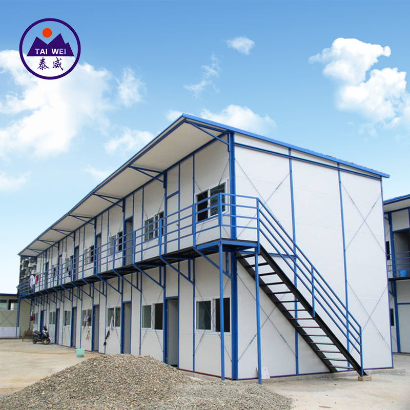 Safety Double Slope EPS Wall Panel Steel Structure Roof Prefabricated House for Building (TW882J)