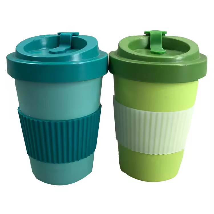2025 Biodegradable Wholesale New Bamboo Fiber Water Coffee Cup with Lid and Sleeve