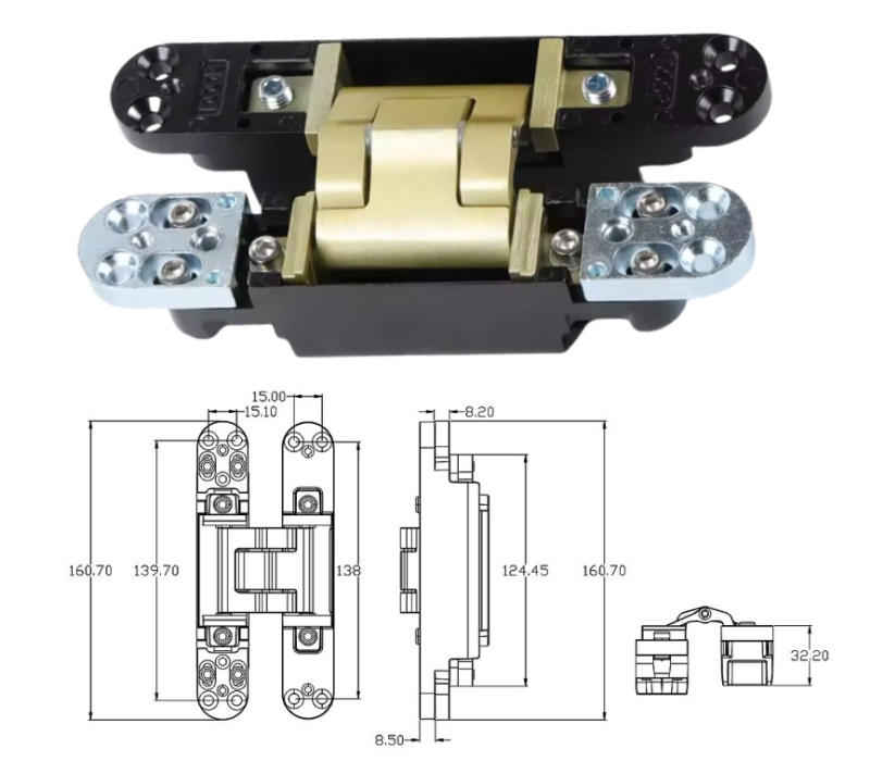 German Simonswerk Heavy Duty Gate Door 36mm 80kg Bachmann Same Style Invisible 3D Adjustable Concealed 28*160mm Zinc Alloy Hidden Hinge