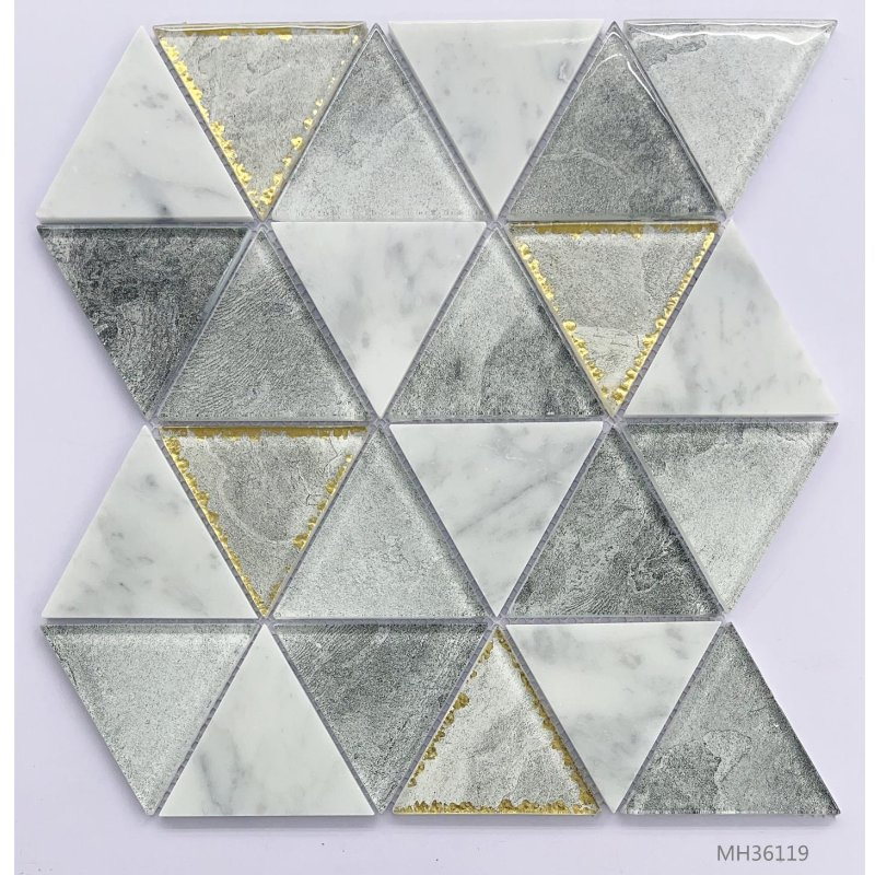 Green and Blue Triangle Crystal Glass Mosaic for Kitchen Bathroom Swimming Pool