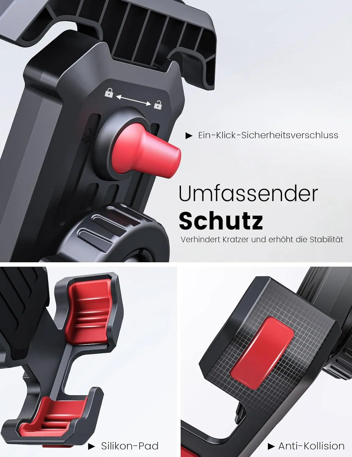 Mobile Phone Holder Bicycle, Motorcycle [3s Installation Clamp & 360° Rotatable] Universal Bicycle Mobile Phone Holder for 4.6-7.2 Inch Smartphones