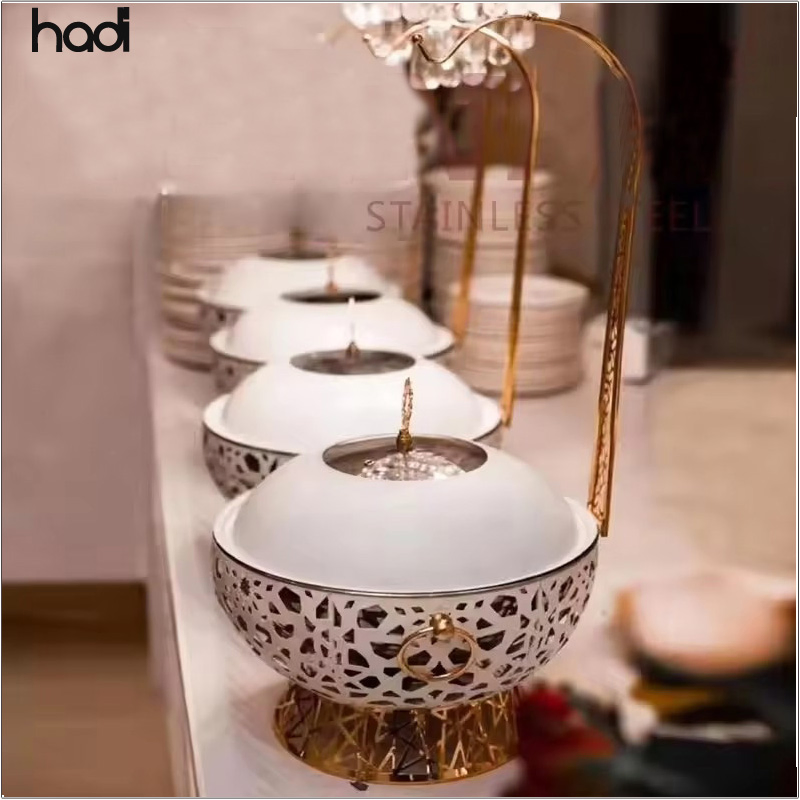 Factory Outlet Steel Gold White Chafing Dish Pour Buffet Hanging Food Warmer Dome Chafing Dish Buffet Set for Catering
