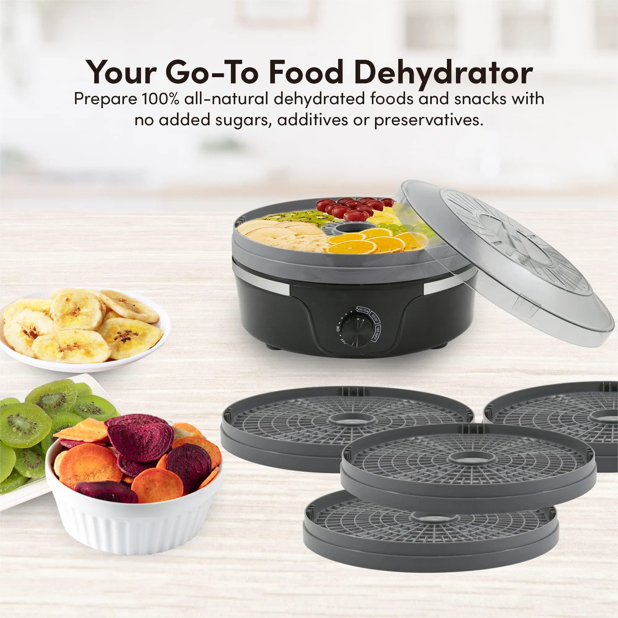 Veggies Fruit Herbs Jerky Adjustable Temperature Controls BPA-Free Trays Adjustable Food Dehydrator