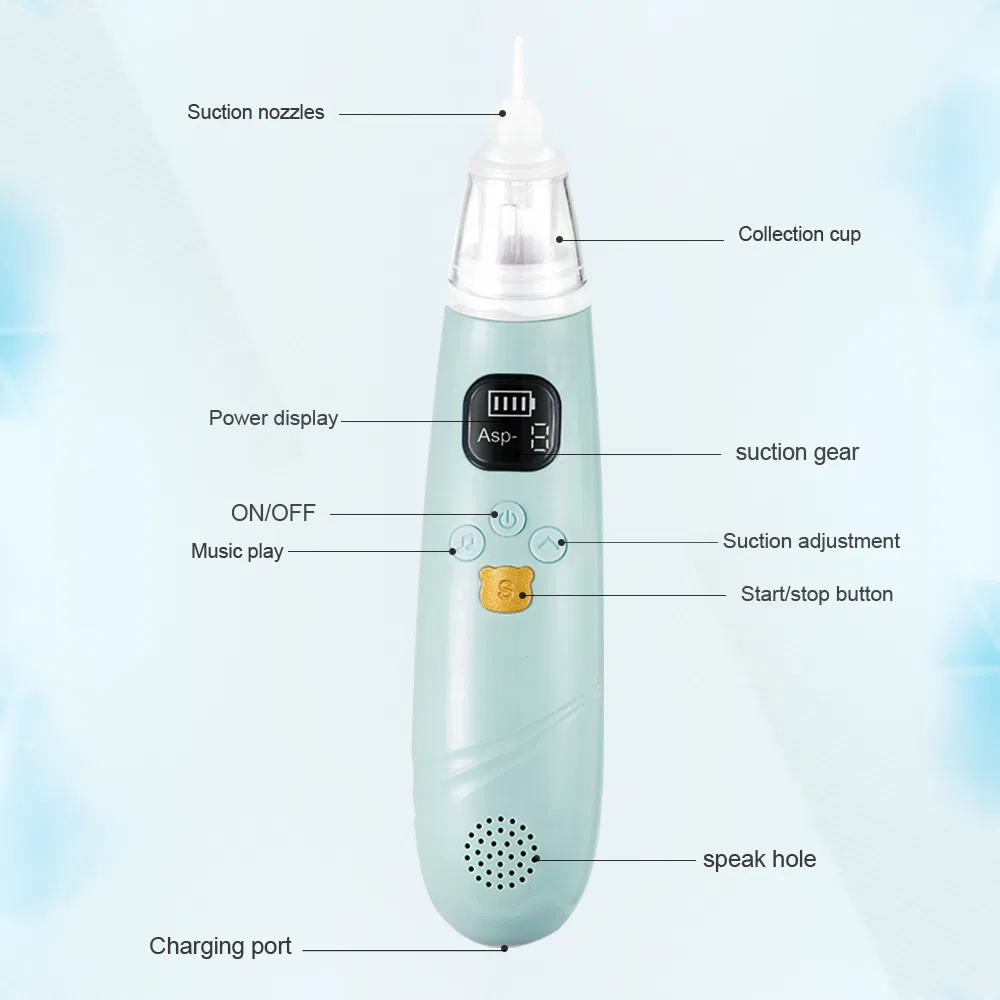 2025 Rechargeable LED Light Baby Nasal Aspirator Electric Nose Cleaner Suction