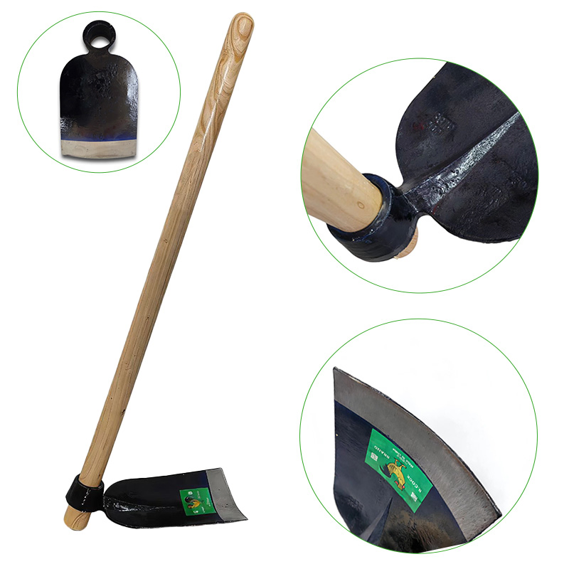 High Quality Farming Agriculture Garden Hoe Wooden Handle with Rail Steel Hoe Head