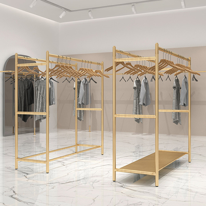 Metal Factory Powder Coat Chrome Floor Gold Stand Retail Store Clothes Displays