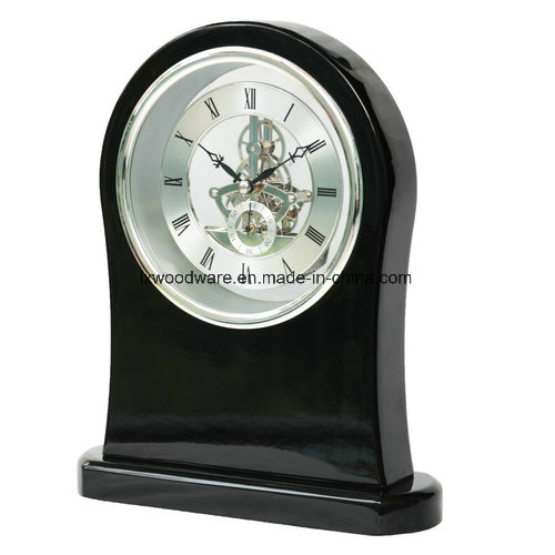 Luxury Rosewood High Gloss Finish Wooden Desk & Table Decoration Clock with Skeleton Movement