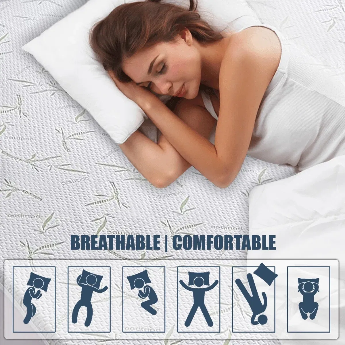 Eco- Friend Bamboo Waterproof Mattress Cover Deep Pocket Breathable Mattress Protector for Hotel Home