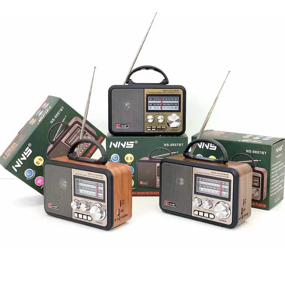 Ретро радио NS-8897BT с Bluetooth, деревянный корпус