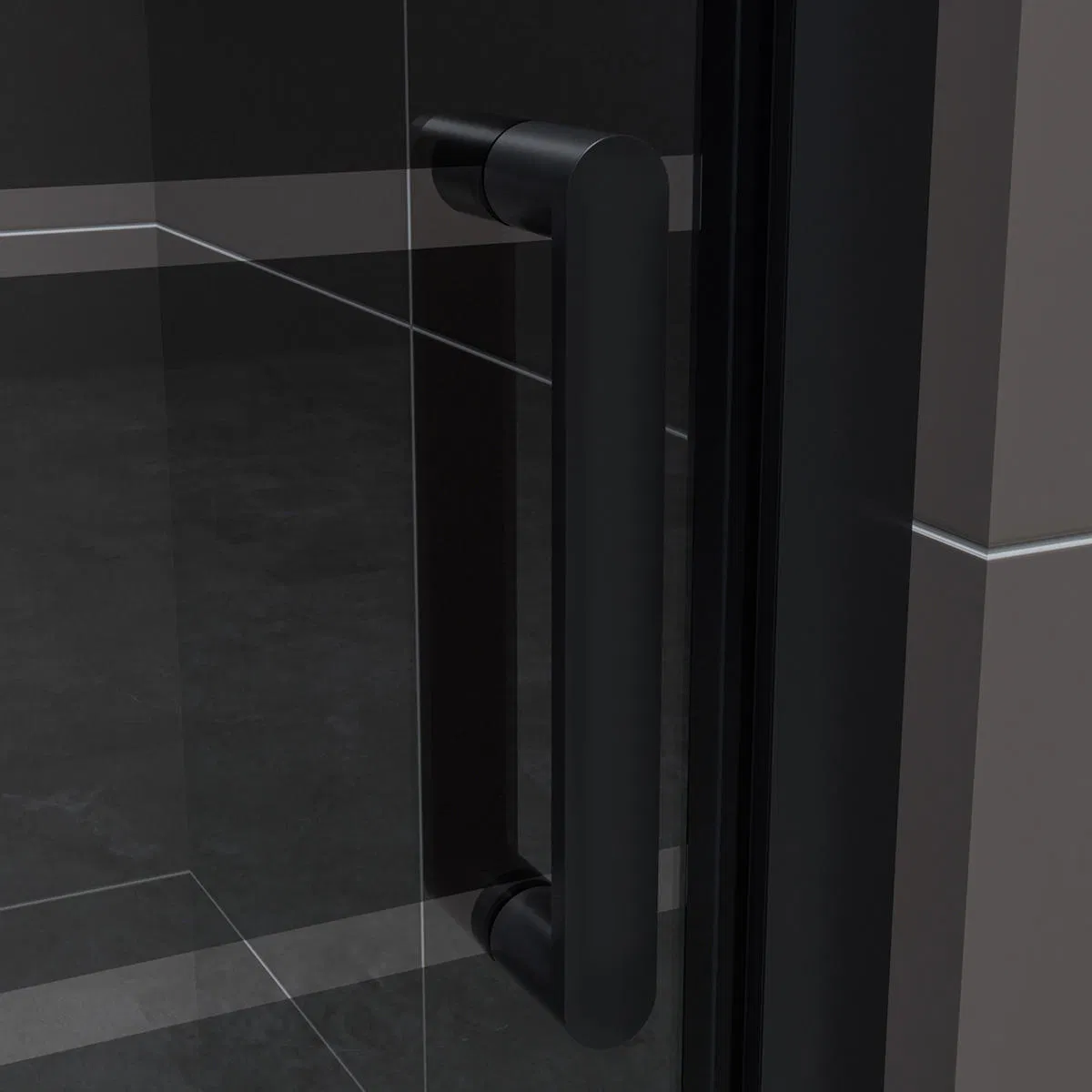 Modern Folding Shower Enclosure with Acrylic Tray and Polished Aluminum Alloy Frame Matt Black Pivot Walk in Shower Screen 1 Glass Shower Door