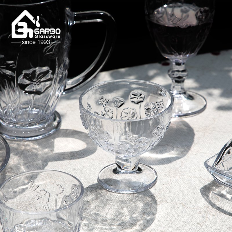 New Release Glass Jug Engraved Glass Pitcher 1300ml Clear Glass Carafe with Handle