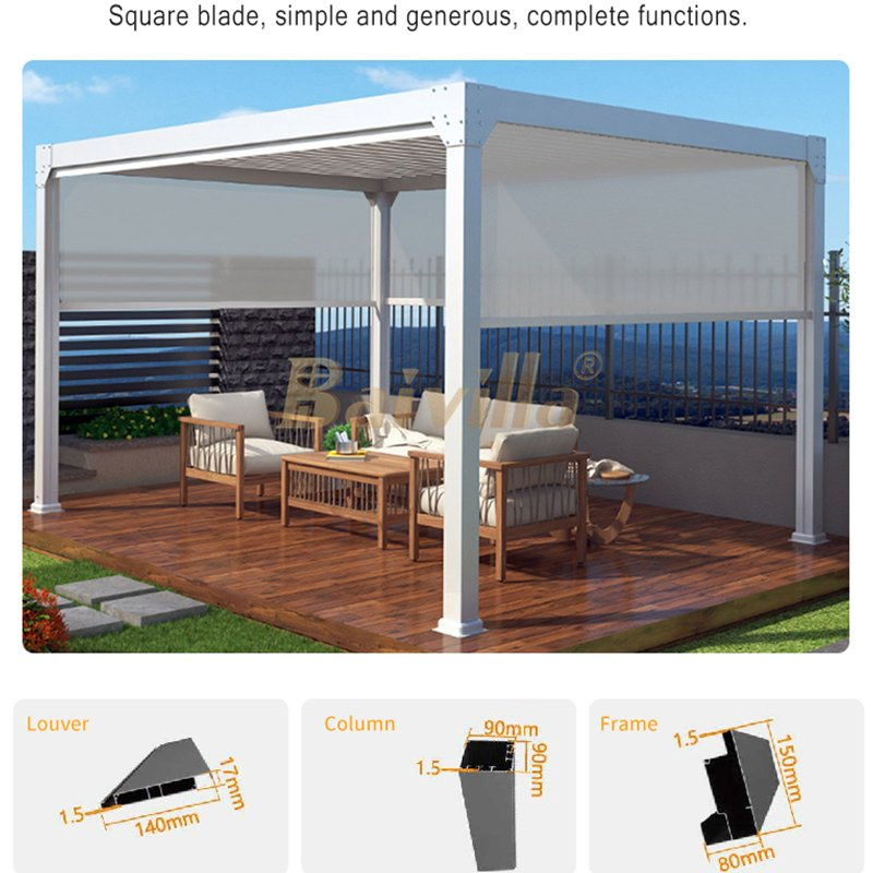 Elegant Aluminium LED Pergola with Electric Louvres for Outdoor Spaces