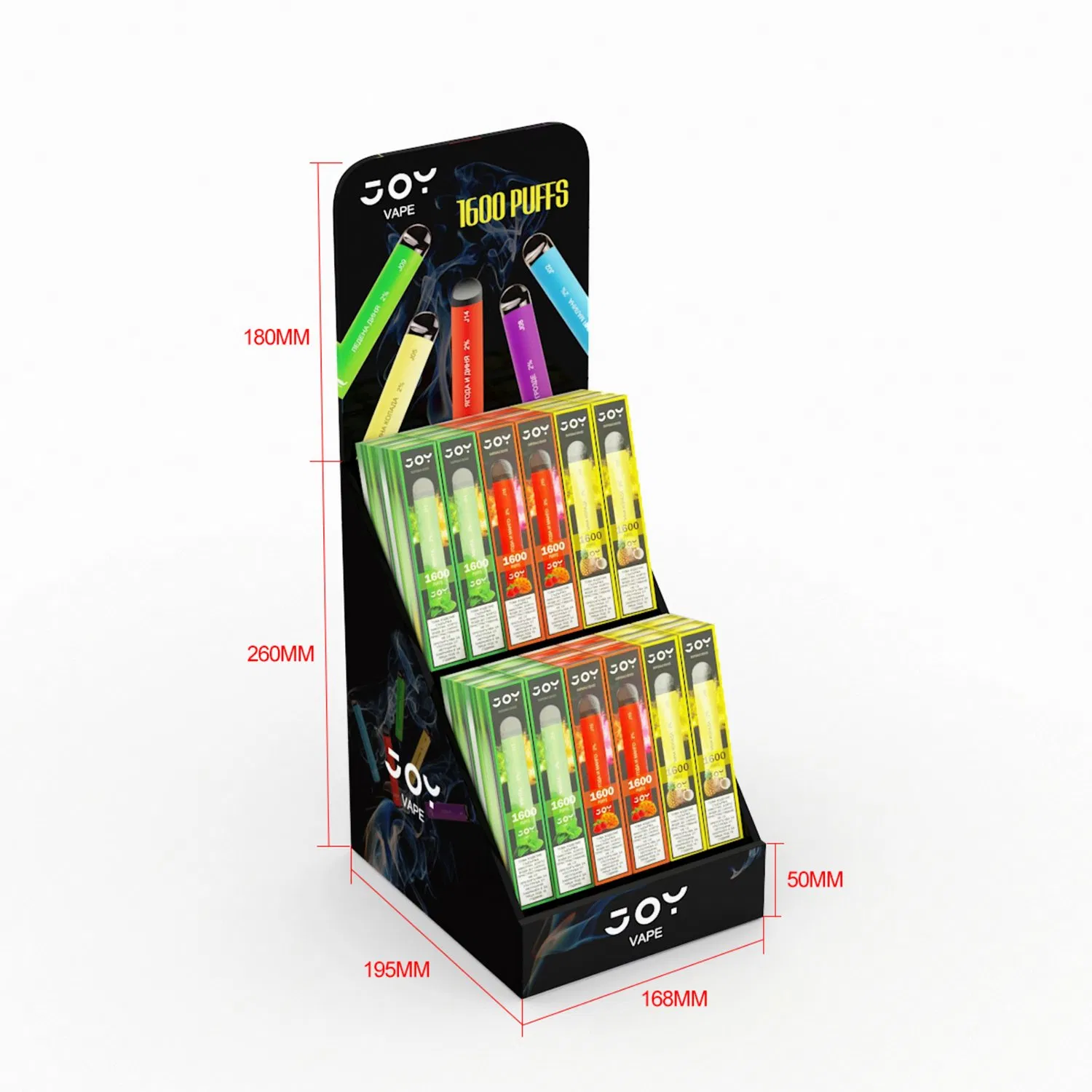 Black Corrugated Paper Custom Cardboard Retail Vape Counter Display Stand